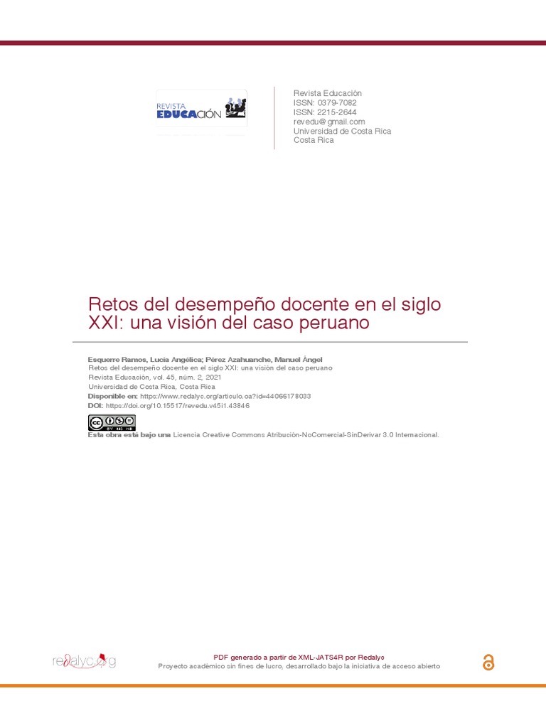 Retos del Desempeño Docente en Perú | PDF | Plan de estudios | Evaluación