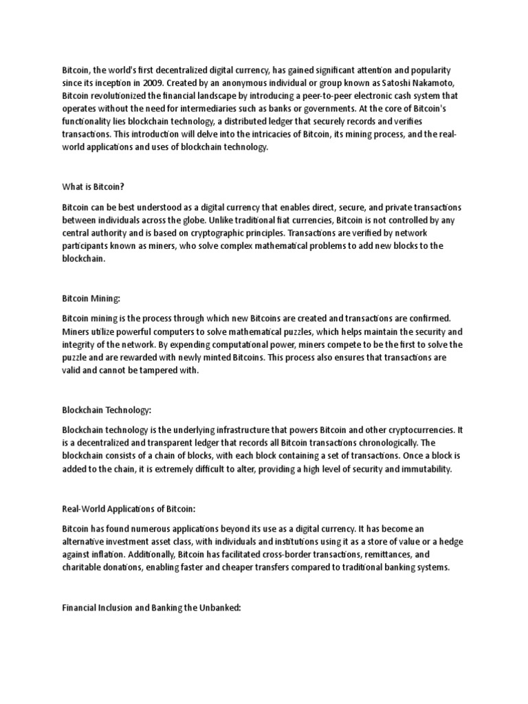 Bitcoin introduction into blockchain development pdf bitcoin