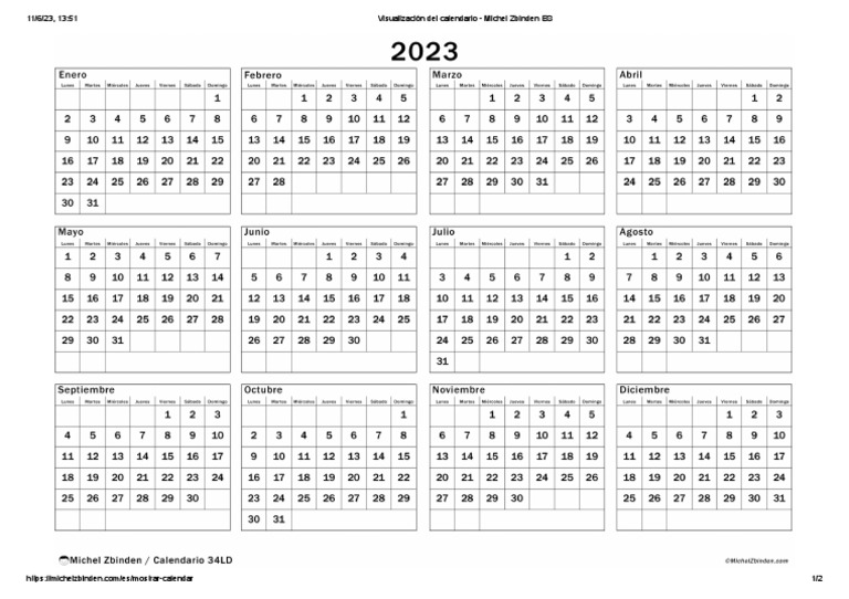 Visualización Del Calendario - Michel Zbinden ES  PDF