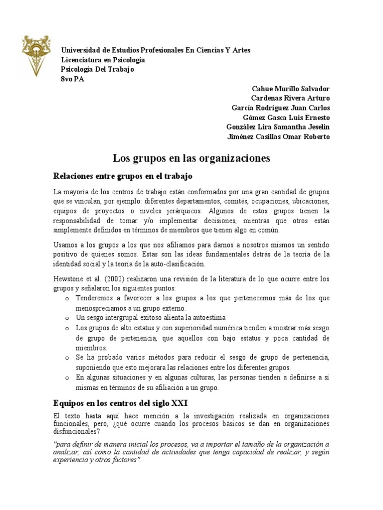 Los Grupos en Las Organizaciones | PDF | Validez (Estadísticas ...