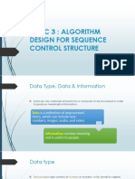 Csc121 - Topic 3 Algorithm Design For Sequence Control Structure