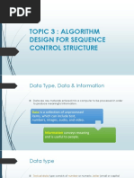 Csc121 - Topic 3 Algorithm Design For Sequence Control Structure