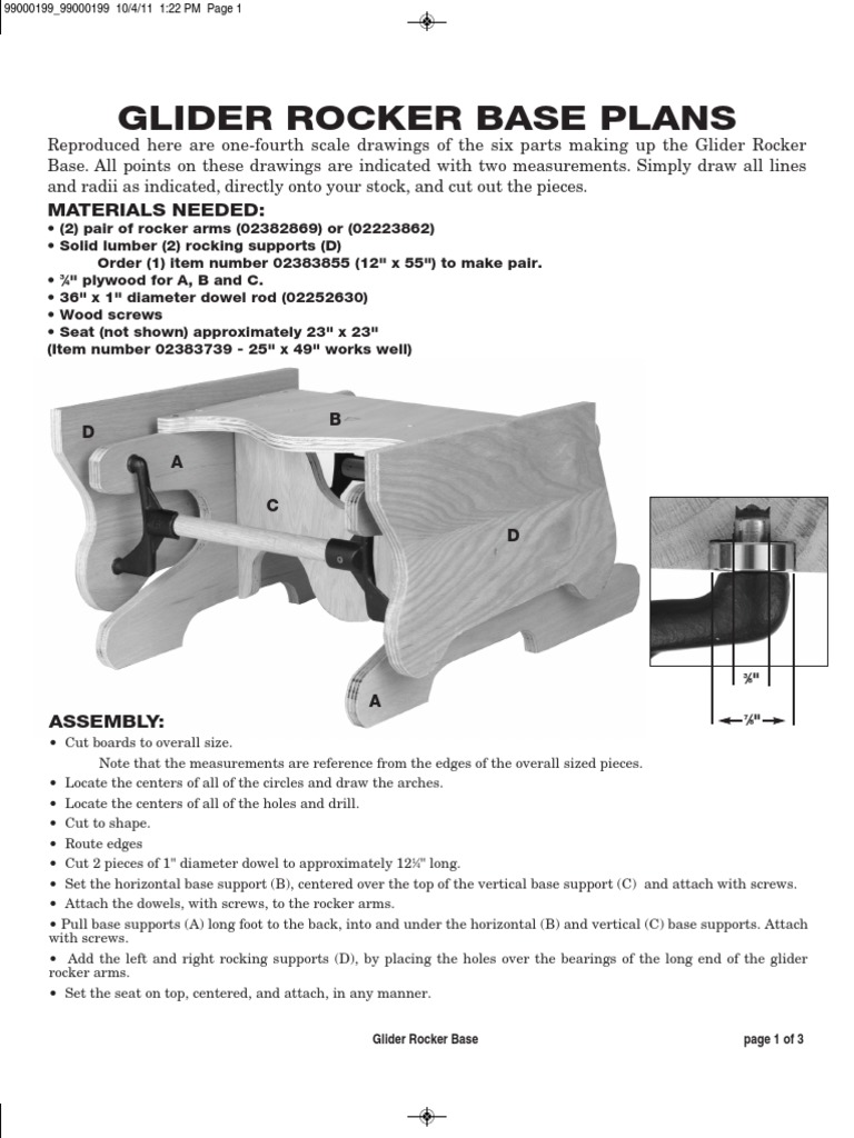 Glider Rocker Base Assembly Plans | PDF | Screw | Secondary Sector Of ...
