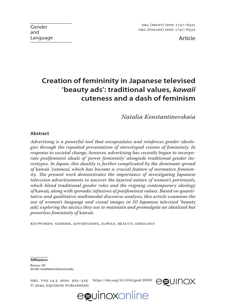Creation of femininity in Japanese televised beauty adsTraditional