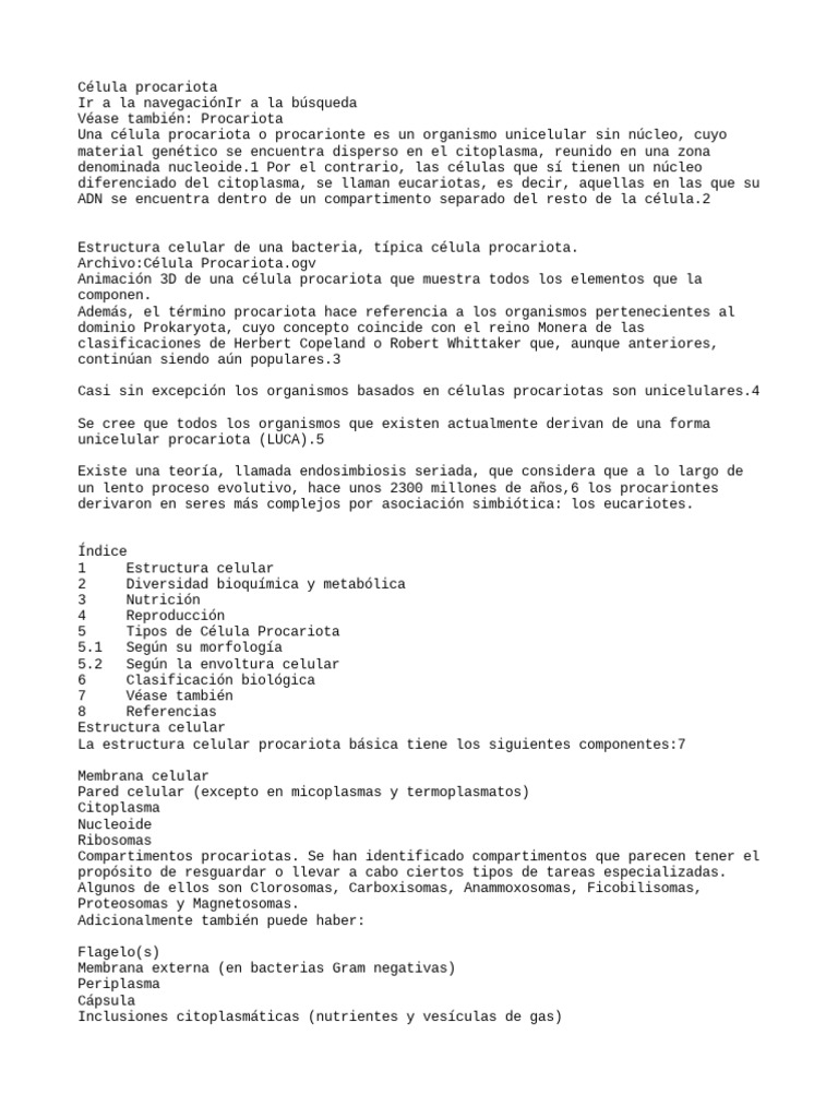 Estructura y características de células procariotas | PDF | Procariota ...