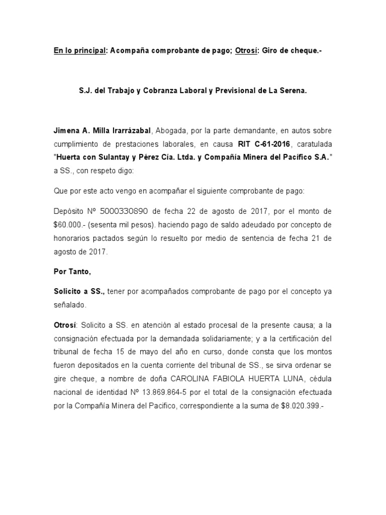 Acompaña Deposito y Giro de Cheque | PDF