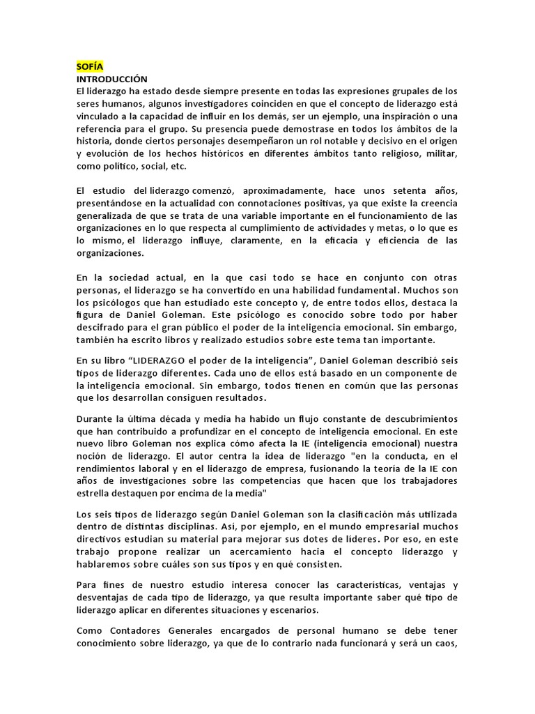 Tipos de Liderazgo según Goleman | PDF | Liderazgo | Inteligencia emocional