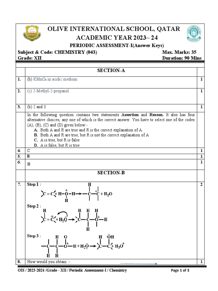241 QP PA-1 12-2023 - Answer Keys | PDF | Chemical Bond | Chemistry