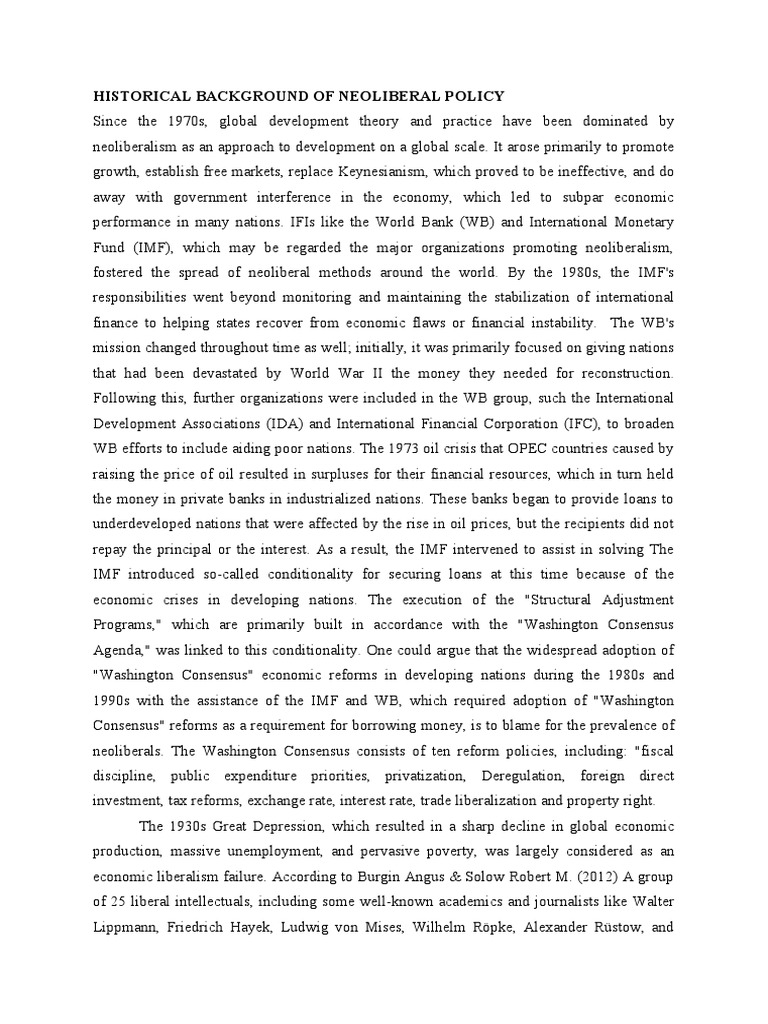 Neoliberalism intelligence overview