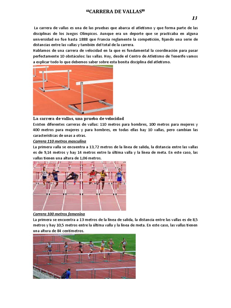 Medidas y fases de la carrera de vallas | PDF | Deporte del atletismo