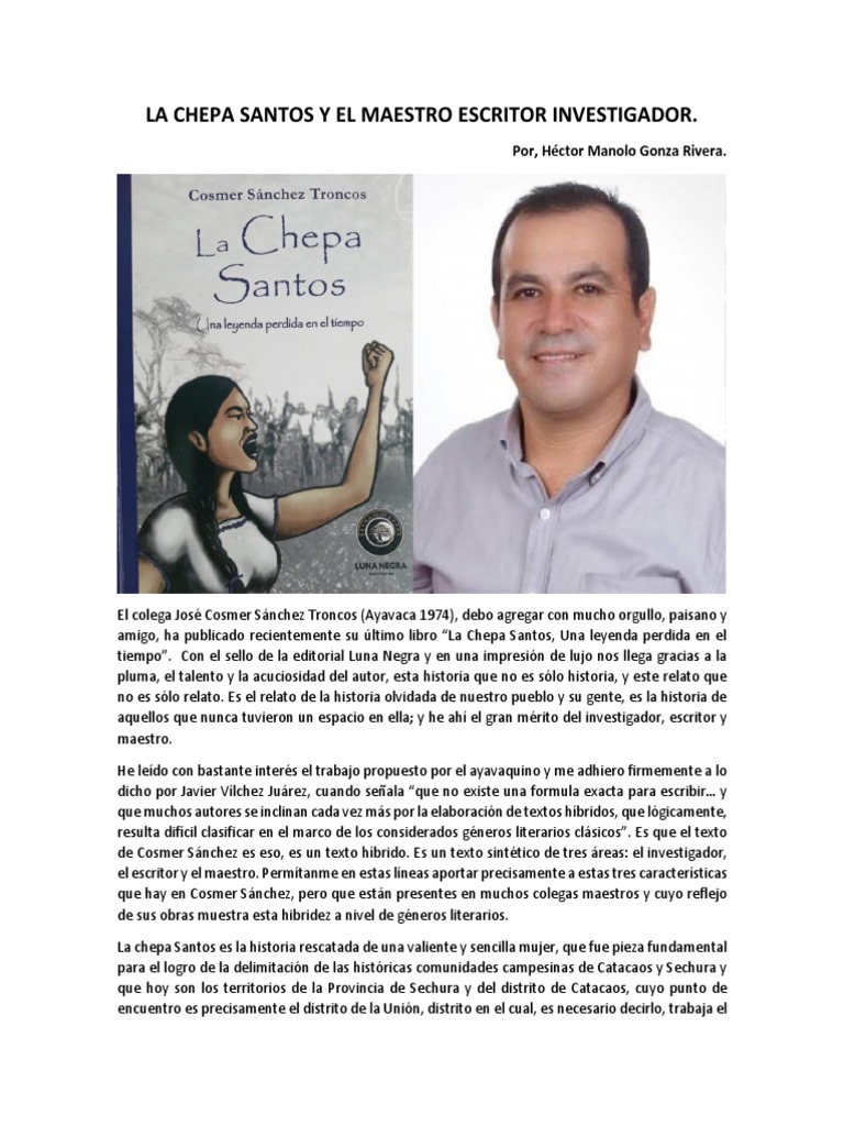 La Chepa Santos y El Maestro Escritor Investigador | PDF | Escritores