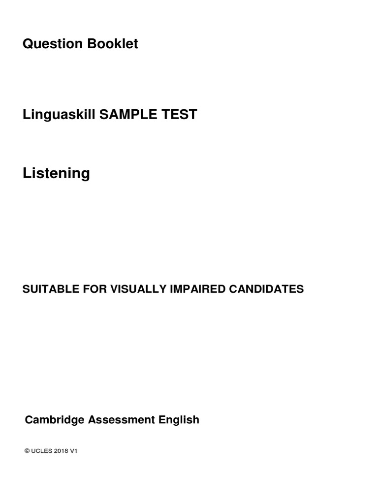 Linguaskill Listening Sample Test Guide | PDF | Language Arts ...