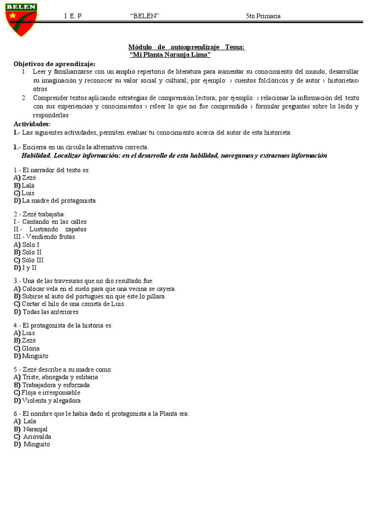 Actividad MI PLANTA DE NARANJA LIMA II PDF
