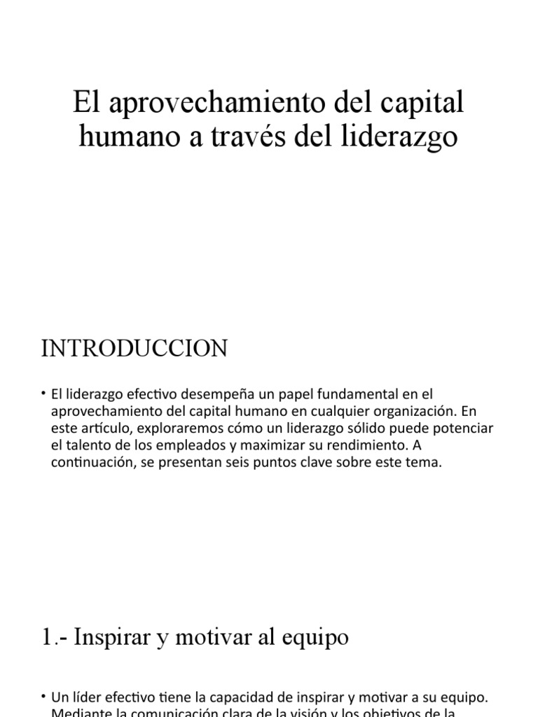 El Aprovechamiento Del Capital Humano A Través Del | PDF | Liderazgo