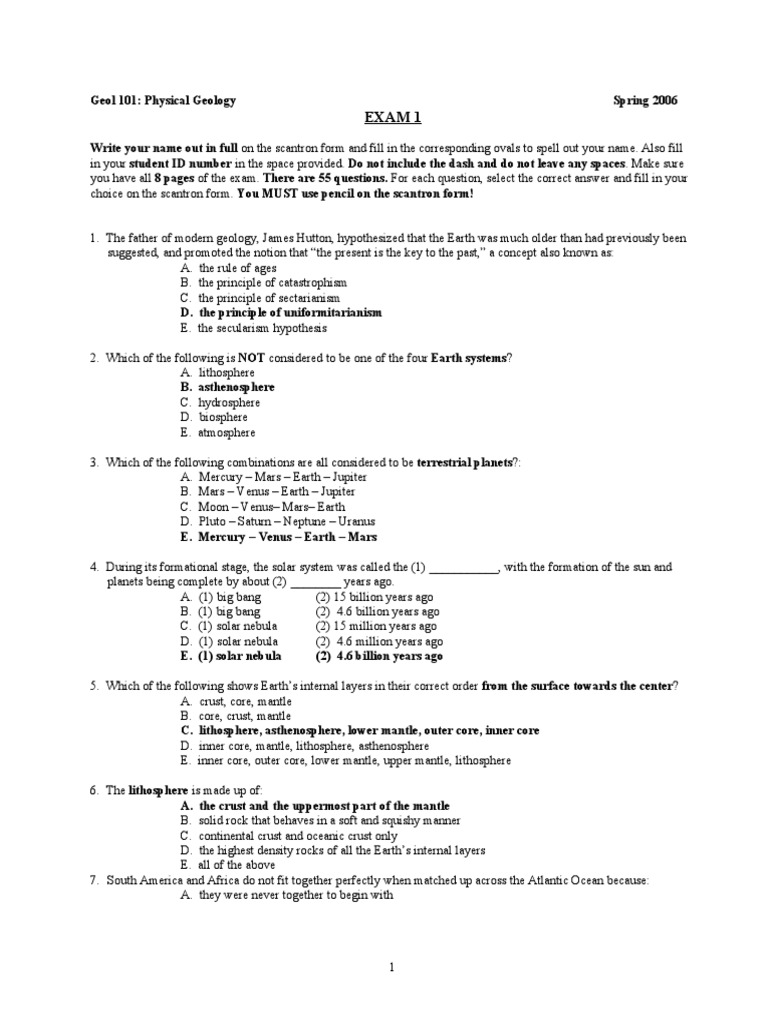 Geology Exam 1: Key Concepts and Questions | PDF | Minerals | Silicate