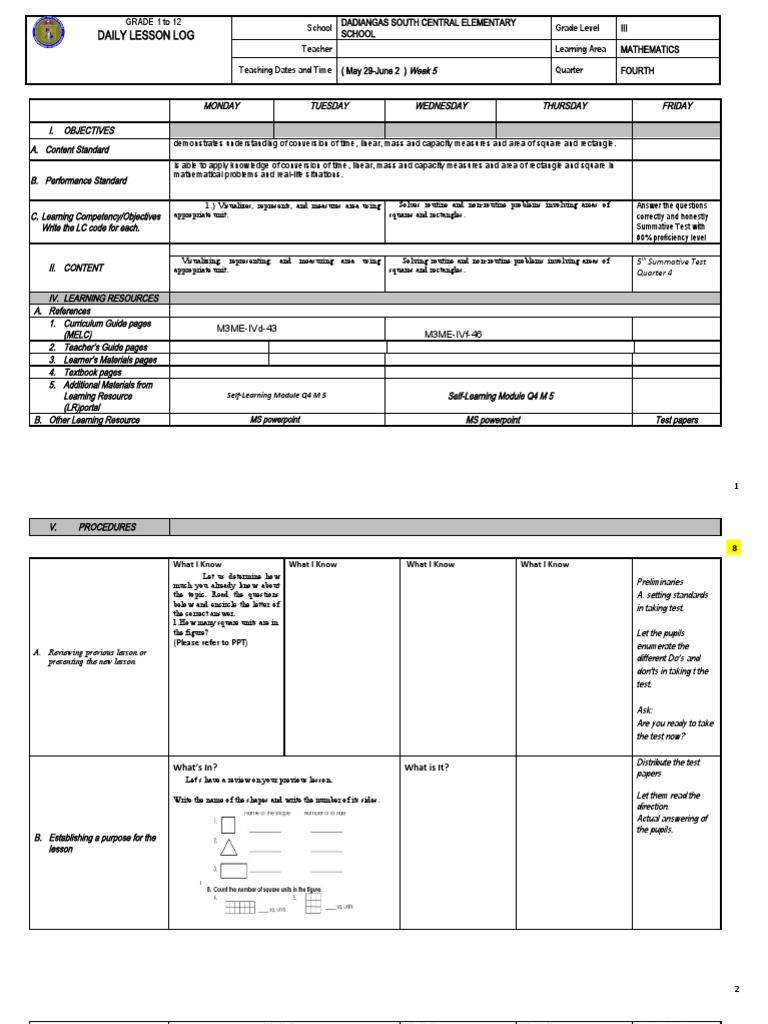 Math 3 dll q4 w5 download free pdf area length