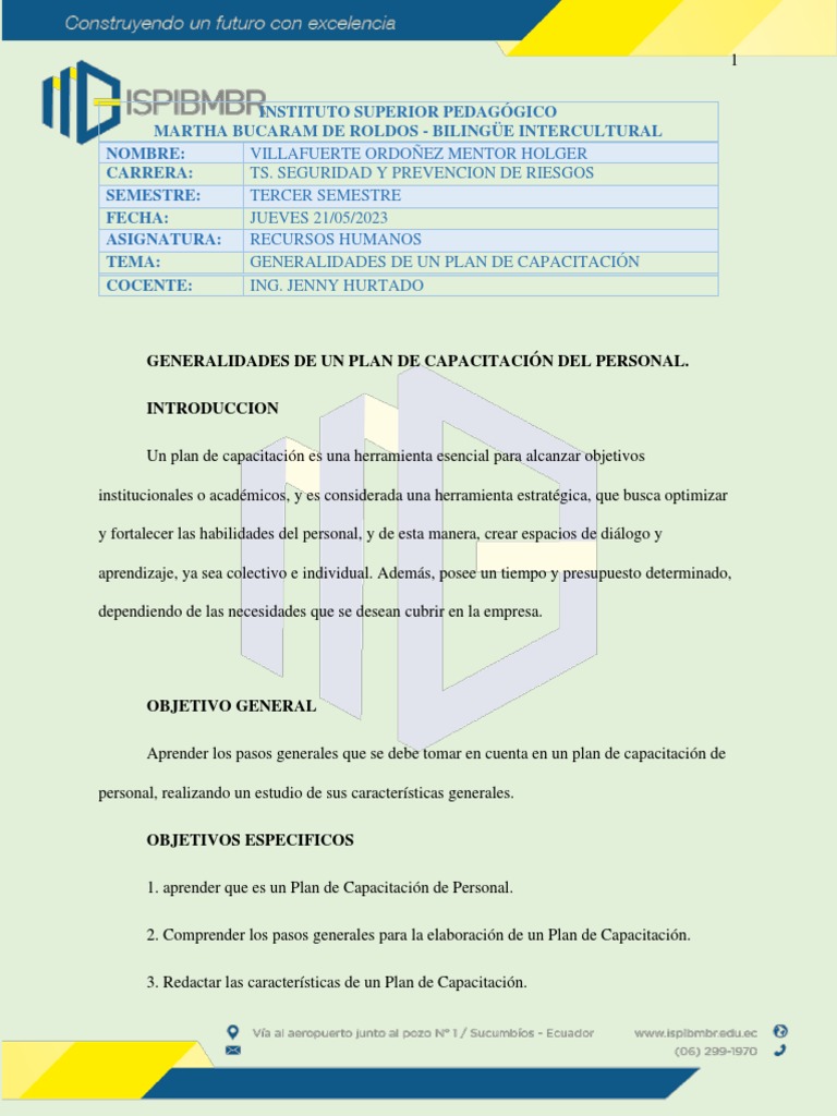 Generalidades de Un Plan de Capacitacion | PDF | Evaluación | Gestión ...