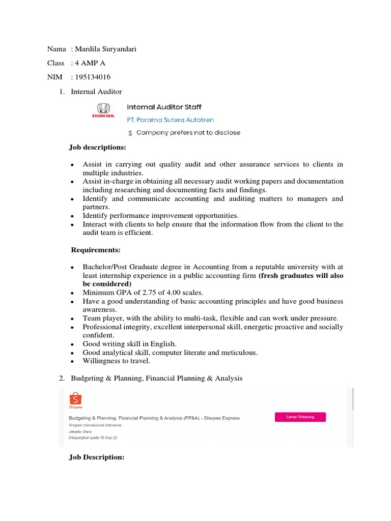Job Advertisement | PDF | Accounting | Audit