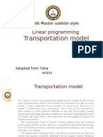 Transportation Model: Linear Programming