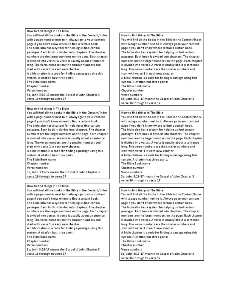 How to find things in the bible pdf chapters and verses of the