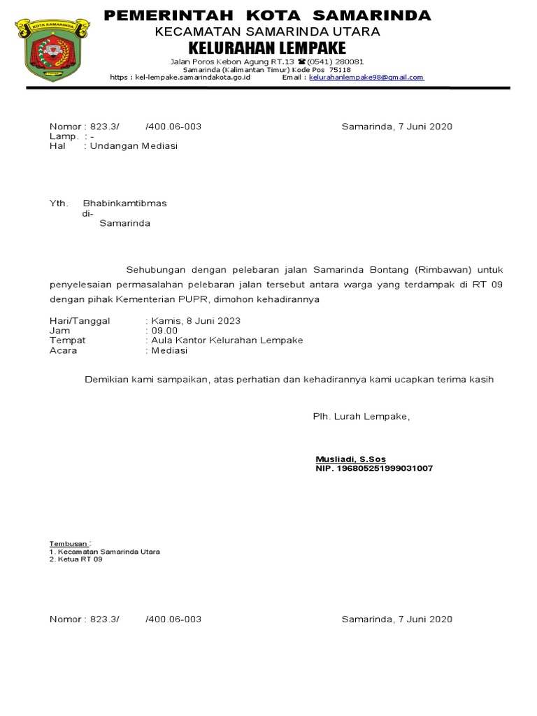 Surat Undangan Mediasi | PDF