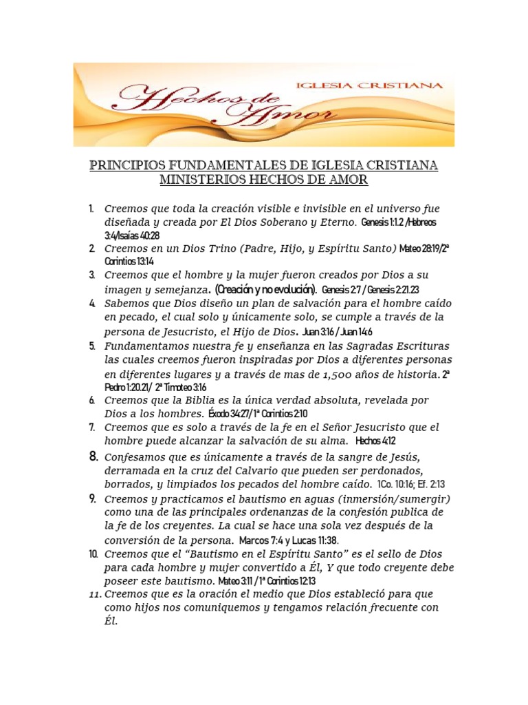Principios de Fe en la Iglesia Cristiana | PDF | Iglesia cristiana ...