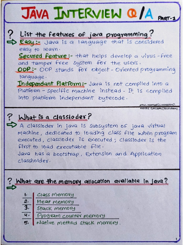 Java Interview Q & A (Part - 1) | PDF