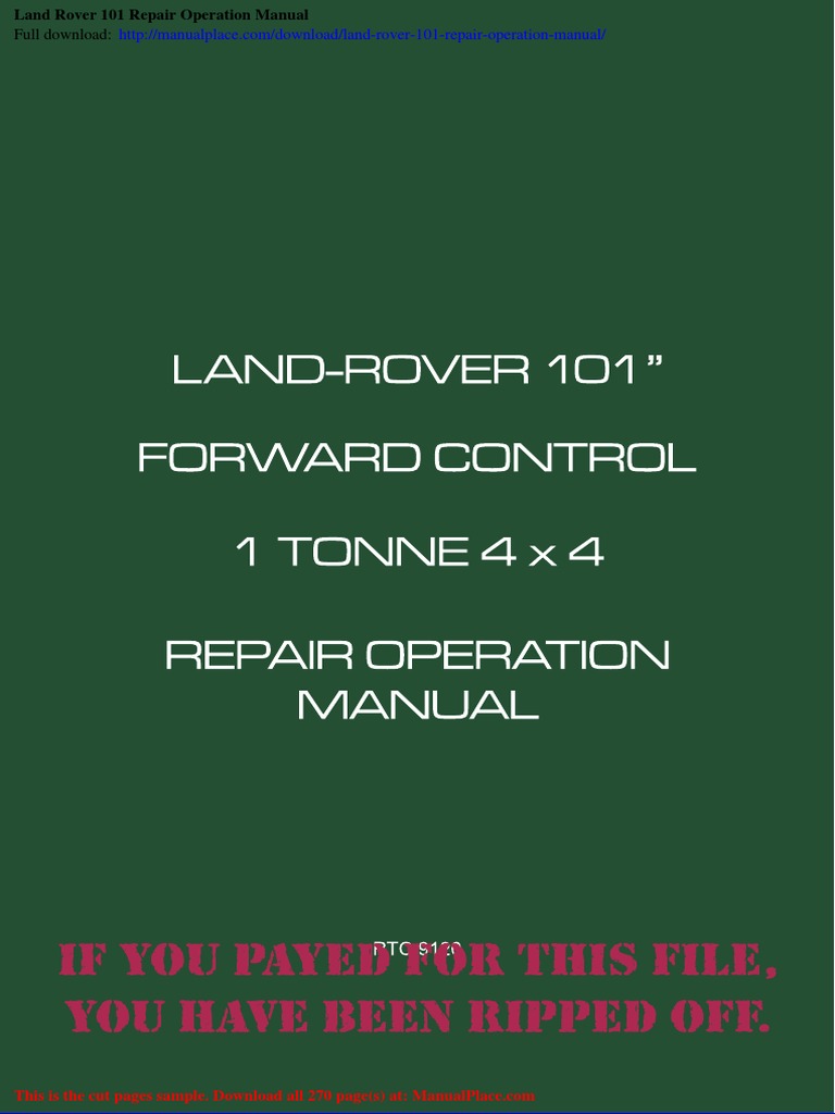 Land Rover 101 Repair Manual Download | PDF