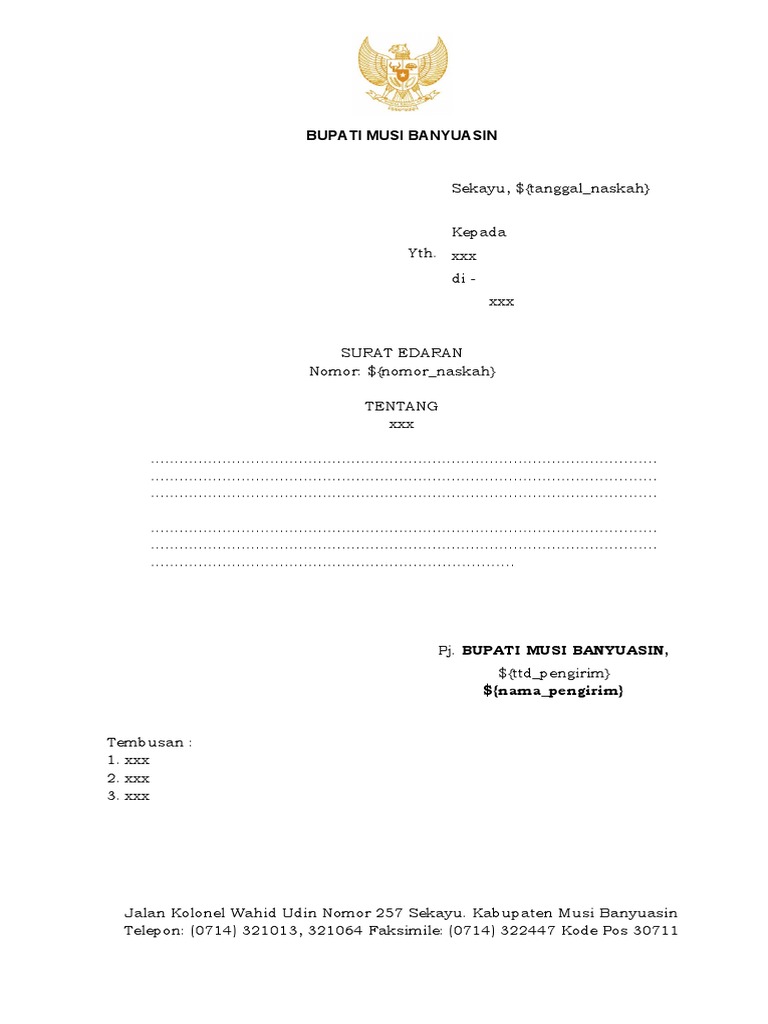 Contoh Format Surat Edaran Bupati | PDF