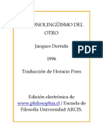 Derrida - El Monolinguismo Del Otro