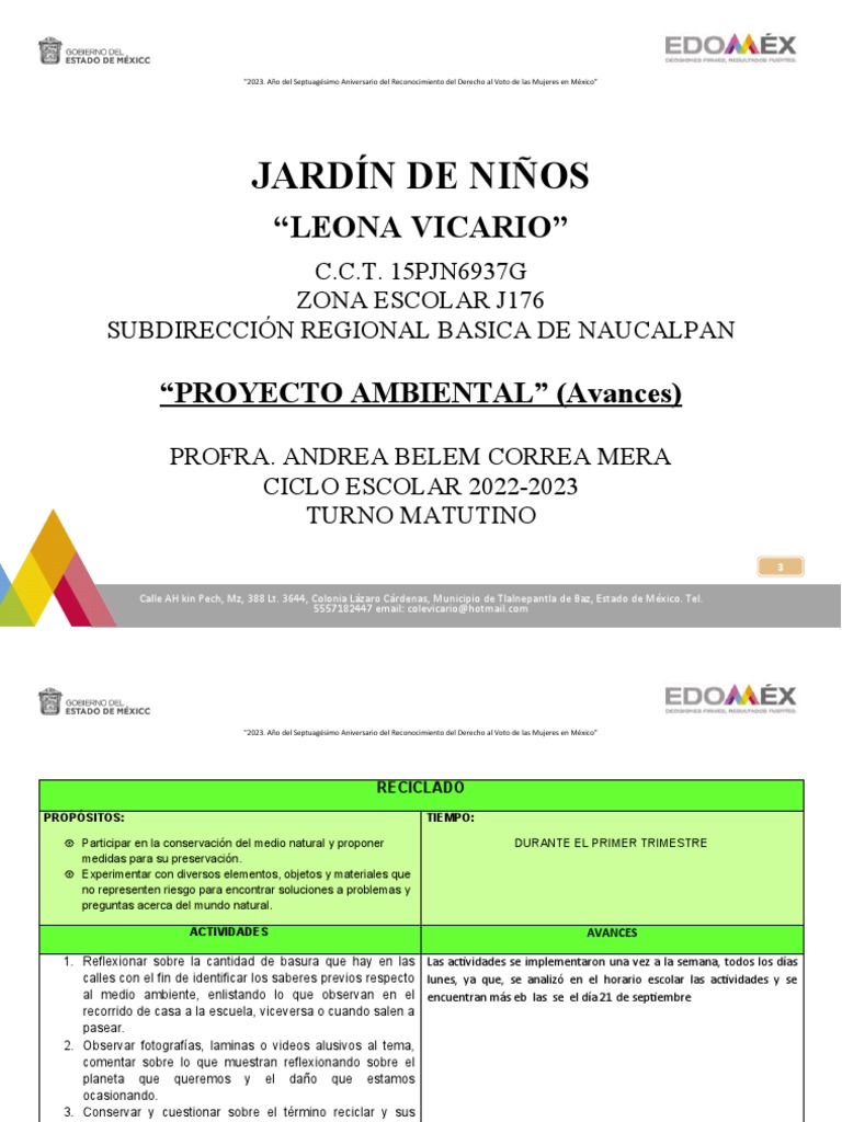 Proyecto Ambiental en Jardín de Niños | PDF | Residuos | Reciclaje