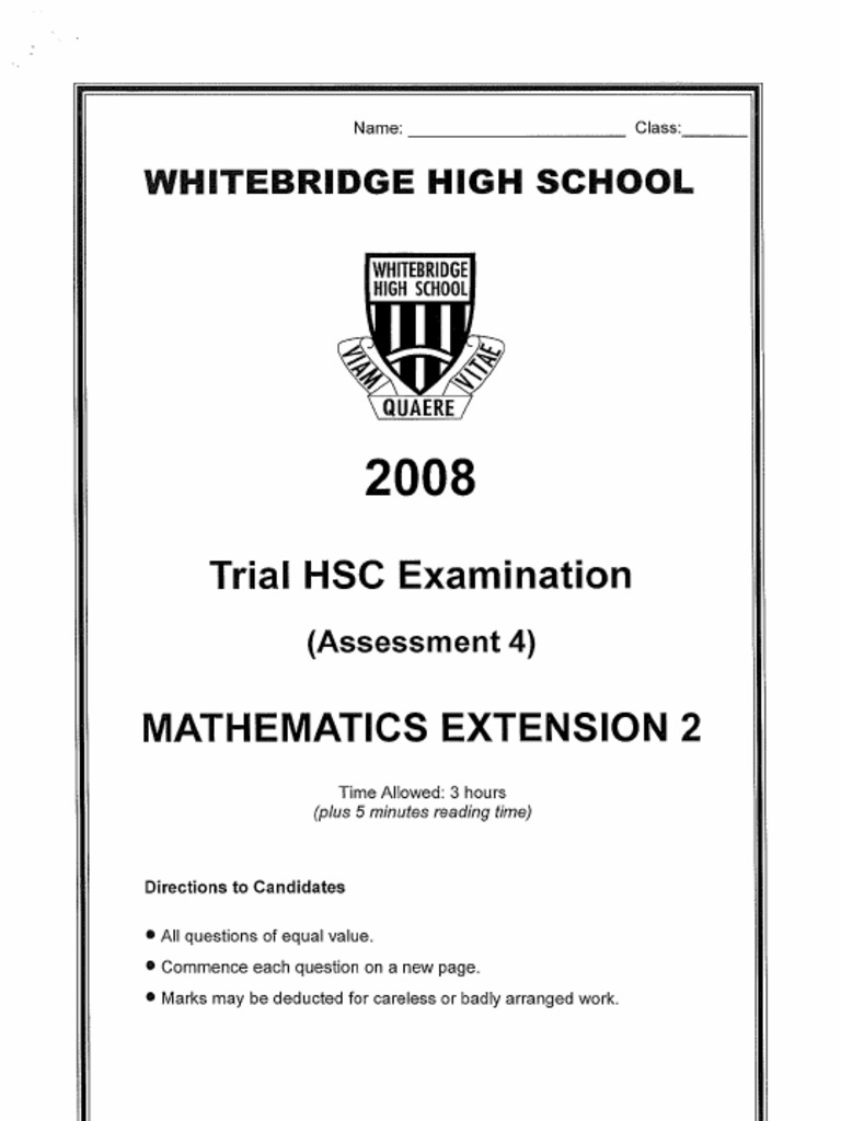 Whitebridge 2008 4U Trials & Solutions | PDF