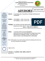 Advance Copy Advisory Vaccinology Training For Health Workers