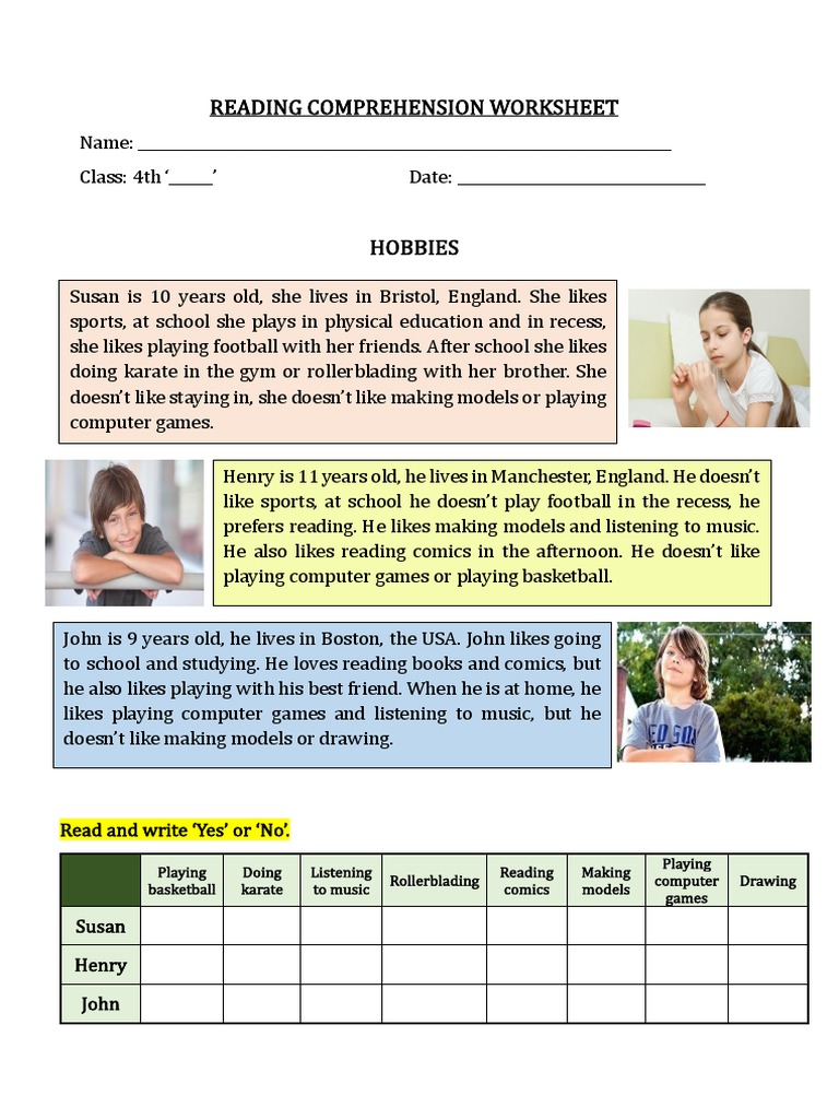 READING COMPREHENSION WORKSHEET 4th Lunes 19 | PDF | Entertainment