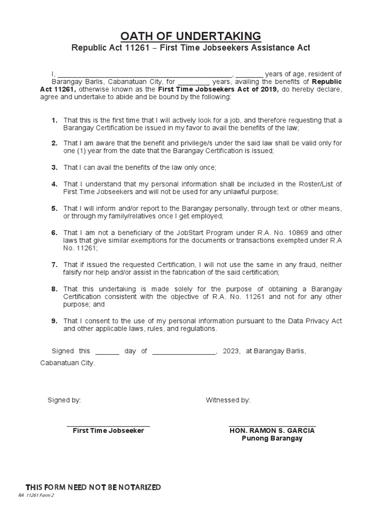 FORM2OathofUndertaking PDF Common Law Government