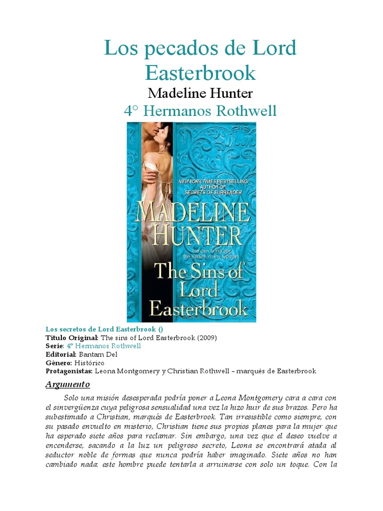 4 Hermanos Rothwell - Los Pecados de Lord Easterbrook - Madeline Hunter ...
