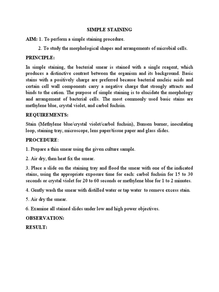 Simple Staining 1st Year Botany NEP | PDF