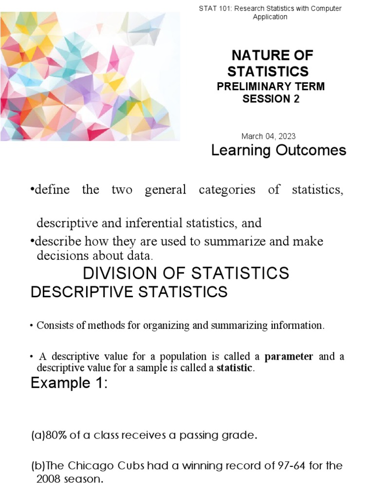 Nature of Statistics PDF Level Of Measurement Statistics