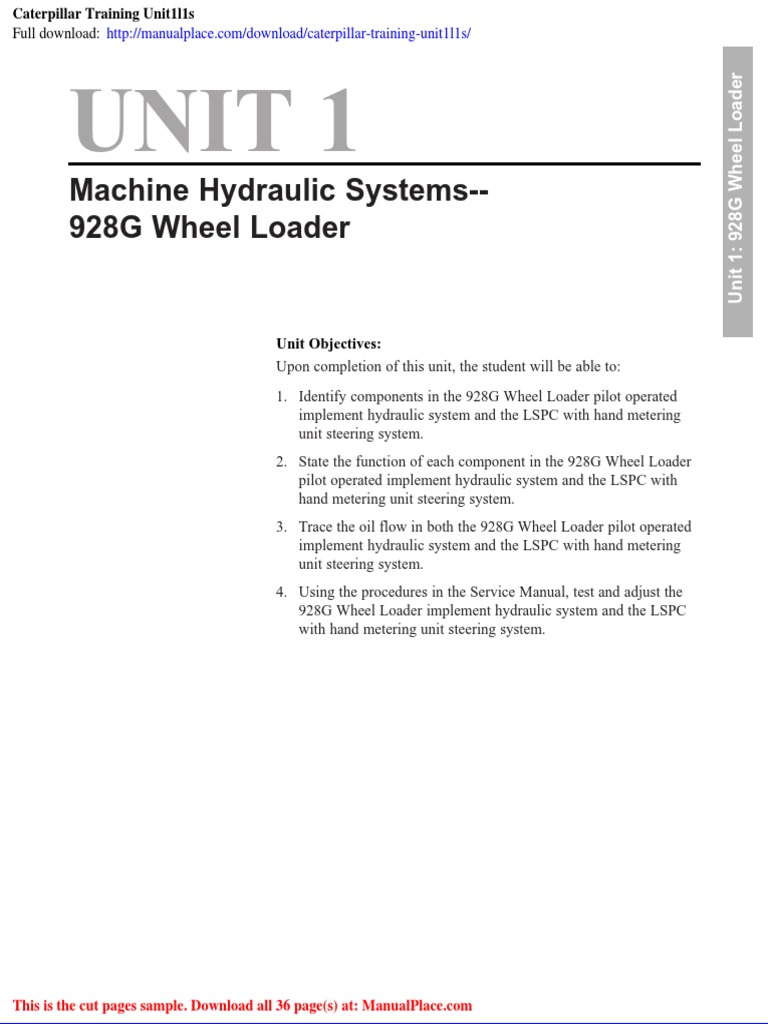 Caterpillar Training Unit1l1s PDF Loader (Equipment) Pump