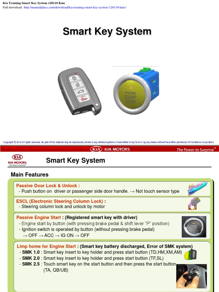 Kia Training Smart Key System 120110 Kmc | PDF | Telecommunications ...