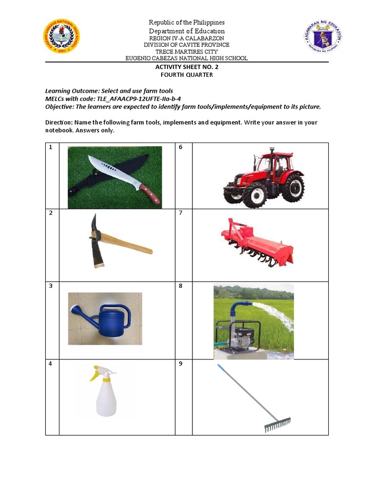 Farm Tools NameThePictures PDF