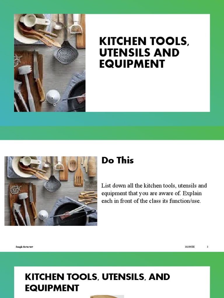 Kitchen Tools, Utensils and Equipment PDF Kitchen Utensil Cooking