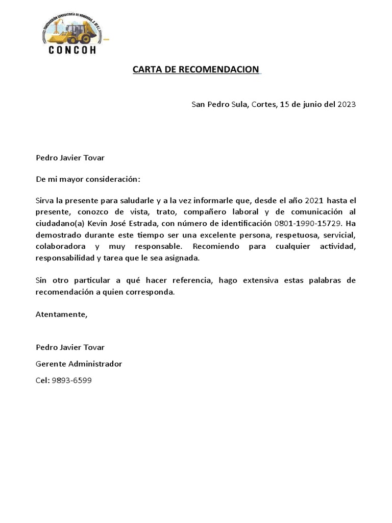 34 Carta de Recomendacion Personal de Un Amigo | PDF