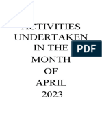 Activities Undertaken in The Month of April 2023