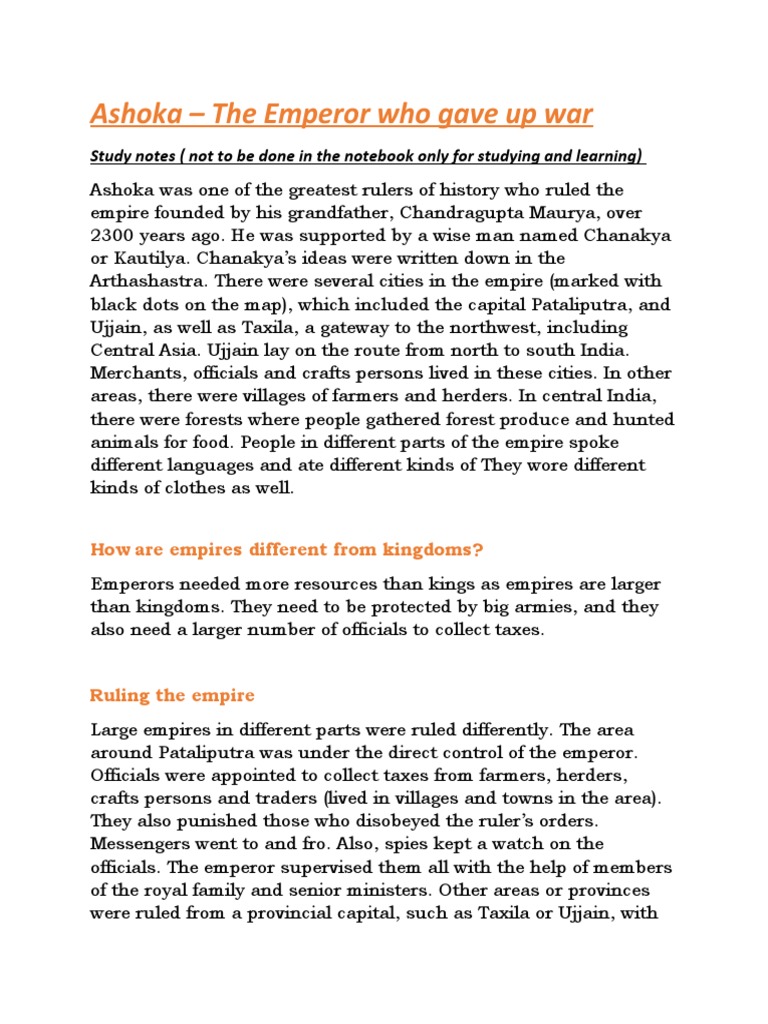 Ashoka Study Notes PDF Ashoka Asia