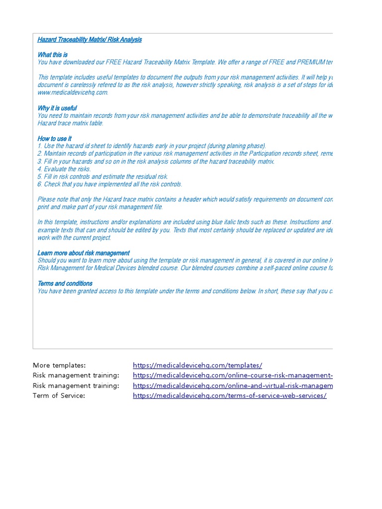 Free TEMP 003 Hazard Traceability Matrix APPROVED 210122 Tr3tyw | PDF