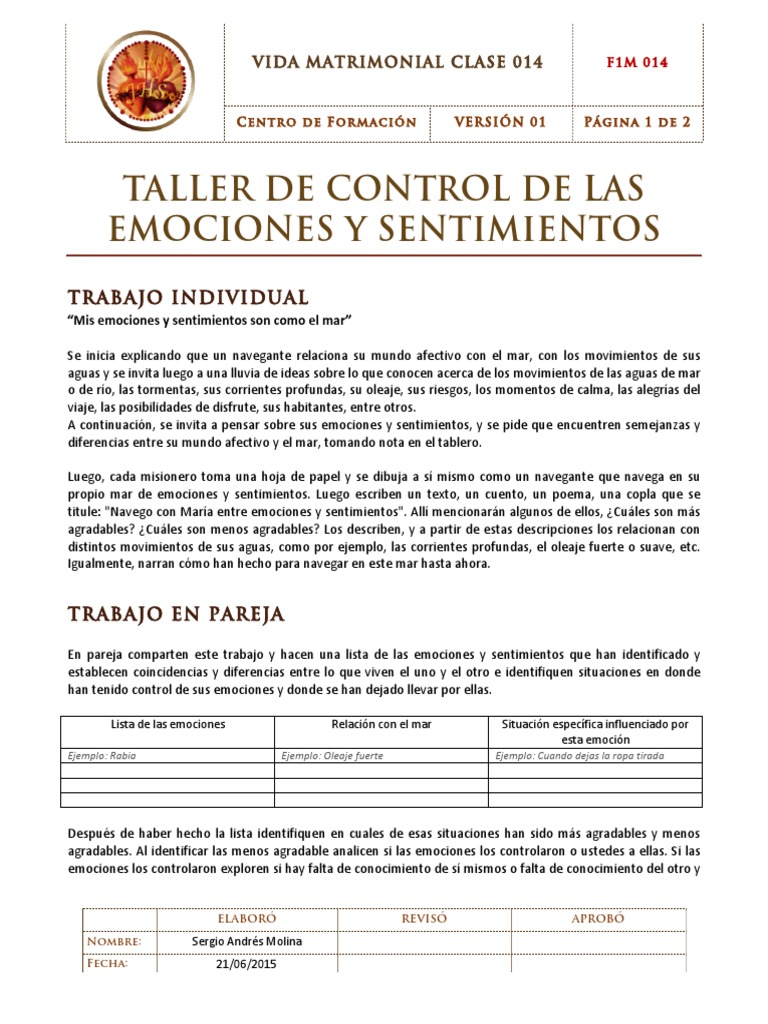 Clase 014 - Taller de control de emociones y sentimientos | PDF | Las ...