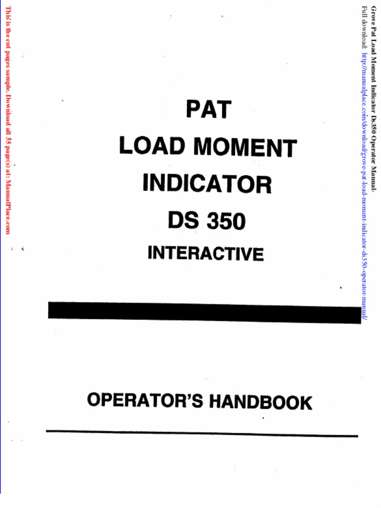 Grove Pat Load Moment Indicator Ds350 Operator Manual | PDF