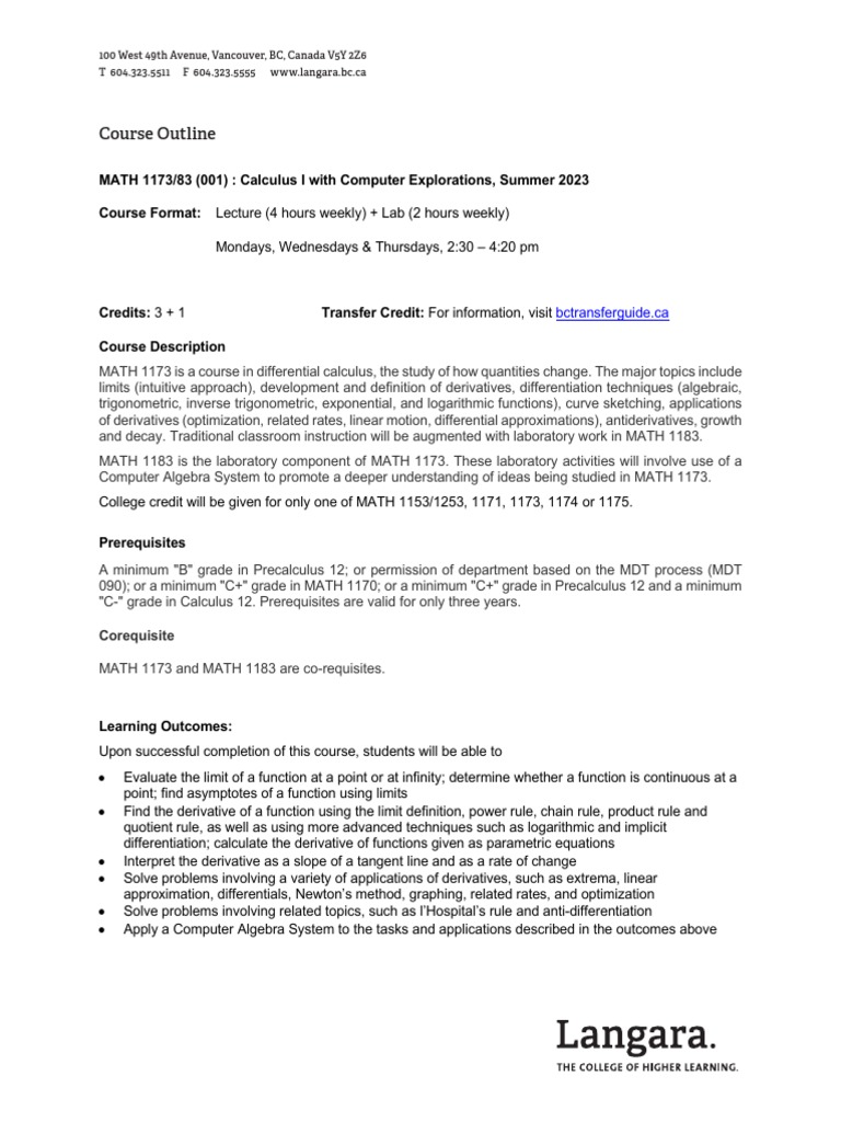 MATH 1173 83 001 Roberts 202320 | Download Free PDF | Derivative | Calculus