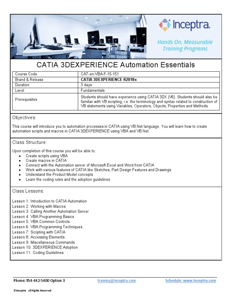 Inceptra Course Outline CATIA 3DEXPERIENCE Automation Essentials R2018x ...